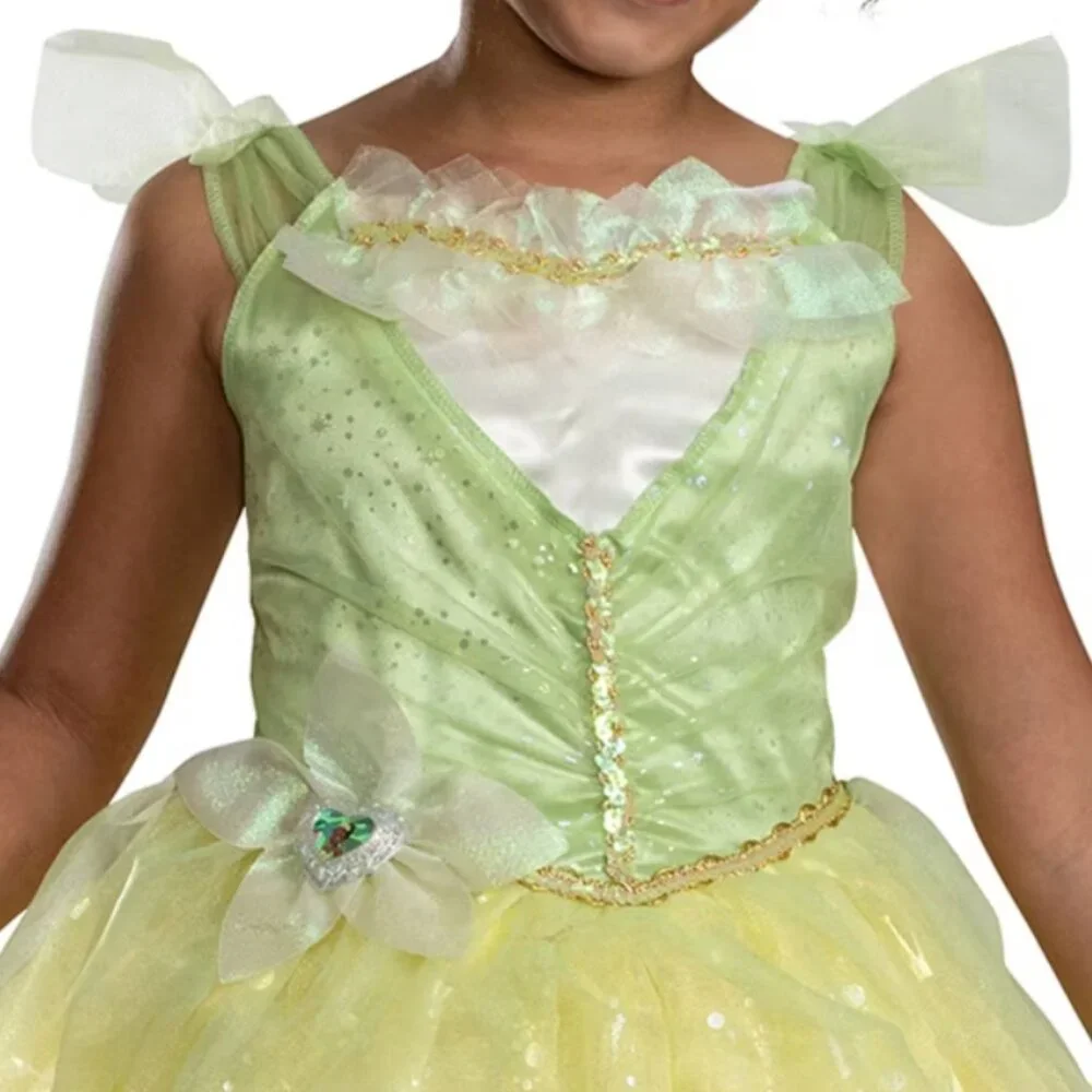 Princess Tiana Halloween Costume 7/8 Princess & The Frog Dress Disney Girls